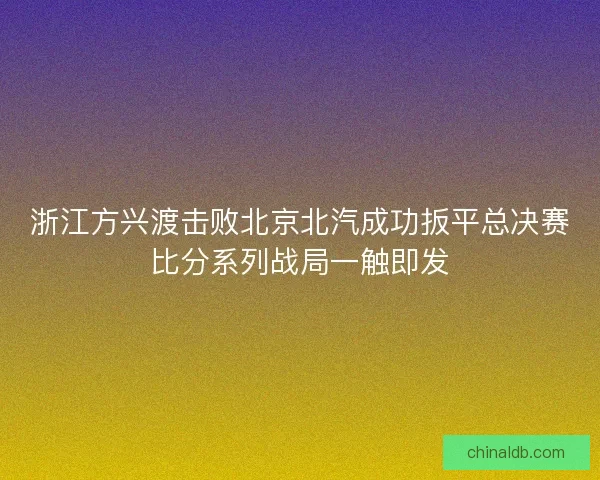 浙江方兴渡击败北京北汽成功扳平总决赛比分系列战局一触即发