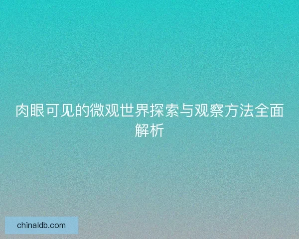 肉眼可见的微观世界探索与观察方法全面解析